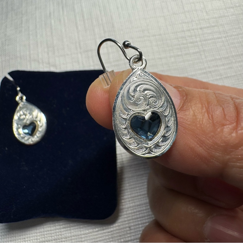 Montana Silversmiths Silver Earrings with Blue Heart